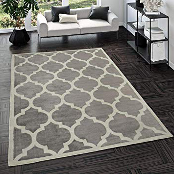 TT Home Alfombra De Salón Moderna De Pelo Corto Diseño Marroquí para Interior En Gris, Größe:200x280 cm