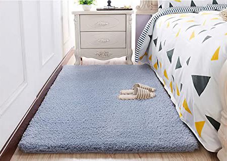 QUANHAO Alfombra Salon Grandes Shaggy - Alfombras Dormitorio Modernas Pelo Largo Lavables - para Comedor, Dormitorio, Pasillo y Habitación Juvenil (Gris, 80x160cm)