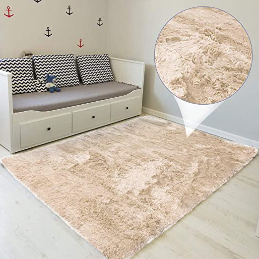 Amazinggirl alfombras Salon Grandes - Pelo Largo Alfombra habitación Dormitorio Lavables Comedor Moderna vivero Beige 160 x 230 cm