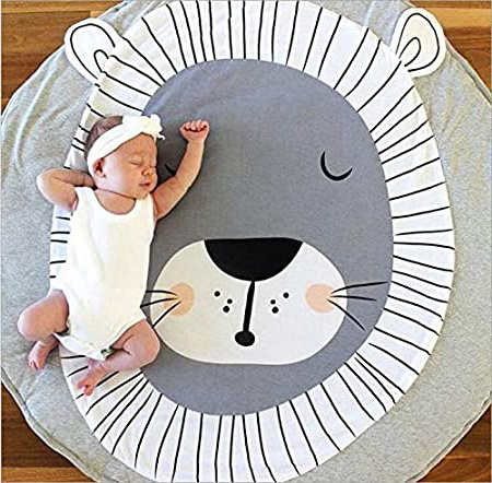 Estera de arrastre para bebé, Queta Alfombrilla de bebé para jugar Crawling dormir cambiar suave cálido grueso acolchado 90 cm Large Round (León)