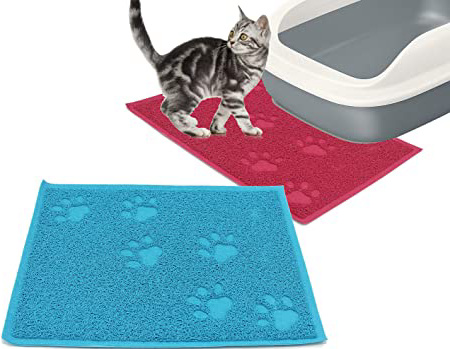 BPS 2X Alfombra Manta de Estera Alfombra Arena para Mascotas Perros Gatos Antideslizante para Alimento Bandeja del Aseo y etc Color se envia al Azar 30 * 40 cm (2X Forma Rectangular) BPS-5497 * 2