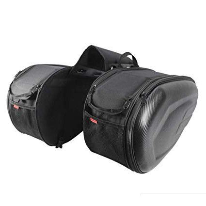 dewdropy Alforjas Moto 46x19X30CM, Bolsa Trasera para Motocicleta Carcasa De Carbono Impermeable Asa Duradero Bosillo Lateral De Gran Capacidad