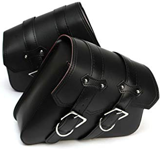 KKmoon Alforjas para Moto, Bolsas Laterales de Cuero Impermeable de PU Sintético Universal para Motocicleta(28 x 24 x 11cm)