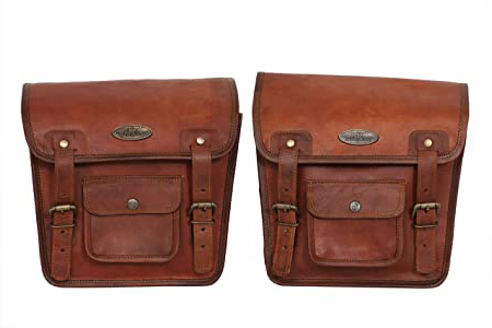 Bolso de piel para sillín de motocicleta, color marrón (2 bolsas)