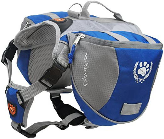 Fosinz Mochila para Perros Carrier Ajustable Reflectante Impermeable Alforja para Perros Mochila para Perros Grandes y medianos Al Aire Libre Que viajan Senderismo Acampada Entrenamiento-L