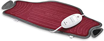Beurer HK55 - Almohadilla electrónica cervical / lumbar con superficie suave y transpirable, cinturón ajustable, 3 potencias, 100 W, lavable, apagado automático 90 mins, color granate