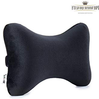 Mr.Ho Terciopelo Almohada para el Reposacabezas del Coche, Cojín Cervical con Soporte de Cuello para el Asiento del Coche con Espuma de Memoria para Conducir - con Cubierta Extraíble-Negro