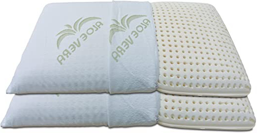 Baldiflex Pack de 2 Almohadas de Látex Perforada Modelo Jabón 70x40 Massage Ultra Transpirable Funda 100% Aloe Vera Extraíble y Lavable