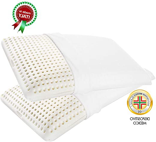 goldflex – Pareja de Almohadas Hechas de Espuma de látex Natural, con Orificios ultratranspirables, termorreguladora, antiácaros, hipoalergénica, Forro 100 % algodón