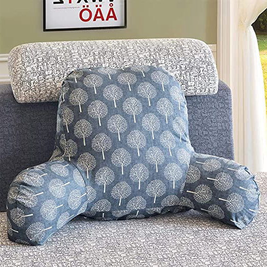 Brownrolly Almohada de Lectura en Forma de T con reposabrazos, para casa, Oficina, sofá, Silla, cojín Lumbar, Respaldo con Funda Desmontable