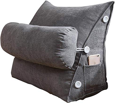 energeti Almohada De Lectura Triangular Cojines Multifuncionales Viaje Lumbar Sofá Cama Ajustable Cuña Almohada Cuña Soporte Trasero Lino Extraíble 45 25 50cm
