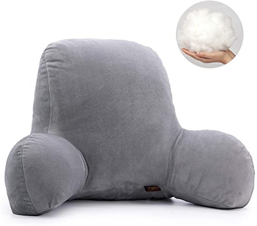 Hrtc Almohada De Lectura Lectura De Cama, Forma De T, Cojín Lumbar, No Se Deforma (Silver)