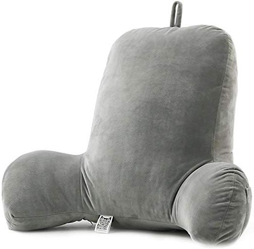 oamore Comodidad Almohada de Lectura Cojín de Soporte Lumbar Relleno Almohada de Respaldo Cubierta Lavable y Soportes robustos para el Brazo- Leer el salón o Trabajar en la Cama (Gray)