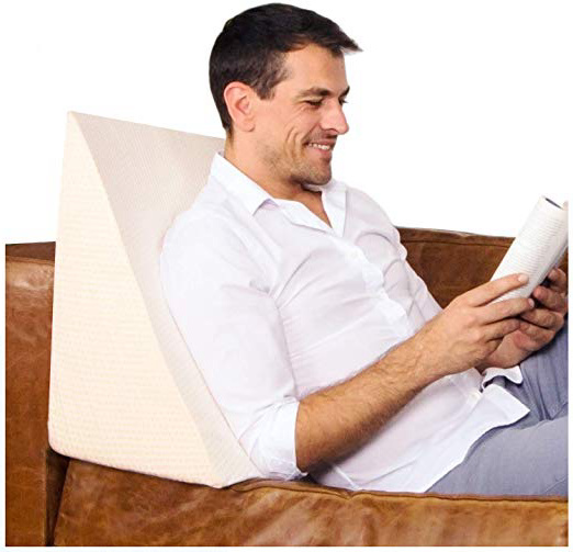 Purovi® Cojín con Forma de Cuña para Cama y Sofá | Perfecta Sujeción de Espalda | Almohada de Lectura | 30 x 50 x 60 cm