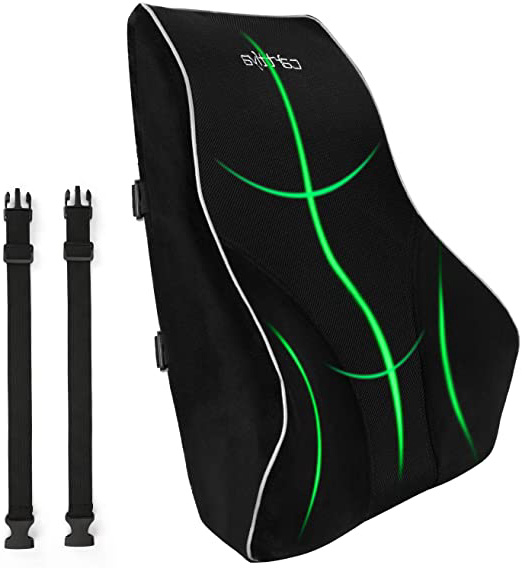 Carttiya Cojin Lumbar Coche, Almohada de Soporte Lumbar de Espuma de Memoria,Cojín Respaldo Ortopédico Ergonómico para Automóvil, Silla Oficina, Alivio del Fatiga de Espalda