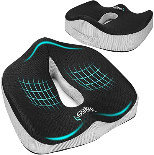 Cojin Coxis de Espuma Memoria Portátil para Hemorroides, Hernias, Cojines para espalderas y sillas Ortopedico, Alivia la Fatiga y el Dolor Por Office, Coche, Negro