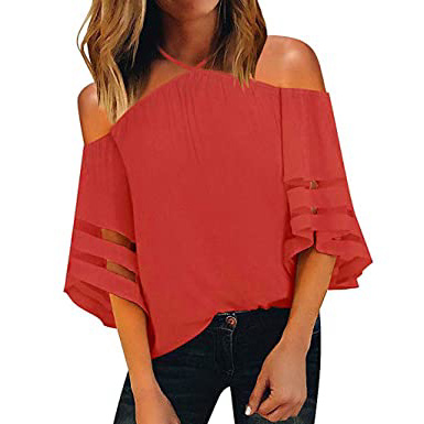 Camisetas para Mujer Verano Manga Cortas Casual Tallas Grandes LuckyGirls ❤️• •❤️ Camisetas Mujer Otoño Sin Tirantes Blusas Fiesta Vestir Elegante