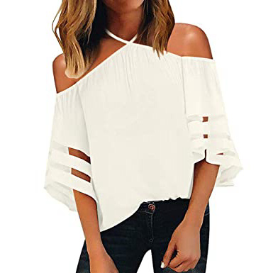 Camisetas para Mujer Verano Manga Cortas Casual Tallas Grandes LuckyGirls ❤️• •❤️ Camisetas Mujer Otoño Sin Tirantes Blusas Fiesta Vestir Elegante