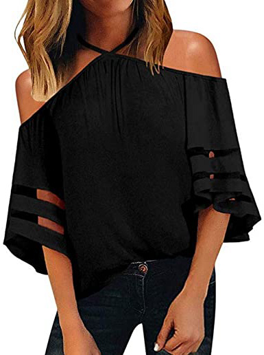 Camisetas para Mujer Verano Manga Cortas Casual Tallas Grandes LuckyGirls ❤️• •❤️ Camisetas Mujer Otoño Sin Tirantes Blusas Fiesta Vestir Elegante