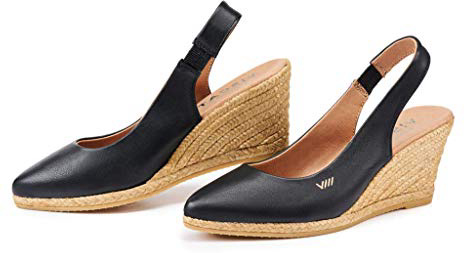 Viscata Lloret Piel 2,75,"cuña Slingback, Ponted Toe, Espadrilles tacón Hecho en España