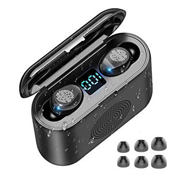 WZTO Auriculares Bluetooth Inalámbricos y Altavoz Bluetooth 2 en 1, Auriculares Bluetooth 5.0 Control Táctil Micrófonos Dual Incorporado Hi-Fi Estéreo Deportivos IPX7 Impermeable