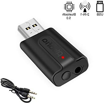 Abafia Adaptador Bluetooth USB V5.0, 2-en-1 Receptor Bluetooth y Transmisor Bluetooth, con Audio Inalámbrico 3.5MM Cable, para TV y PC, Audio del Automóvil