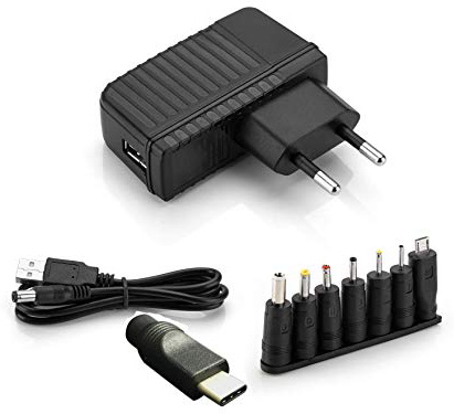 Aukru 5v 2a EU Fuente de alimentación Universal con 9 Conexiones de Enchufe para Varios Dispositivos para Electrodomésticos/Enrutadores/Altavoces/LCD/Camaras de CCTV/TV Box