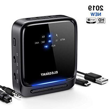 ELEGIANT Transmisor Bluetooth 5.0, Receptor Inalámbrico 2 en 1 Audio HD AptX HD de Baja Latencia con Toslink Óptico/SPDIF para TV Altavoz Estéreo Portátil Auriculares Cascos