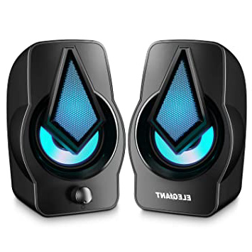 ELEGIANT Altavoces PC, Altavoz 2.0 USB 10W Gaming de Ordenador Sobremesa para Sistema de Estéreo con LED para Escritorio Móvil, Perfecto como Regalo para Casa Viaje Oficina Fiesta Ordenador Portátil