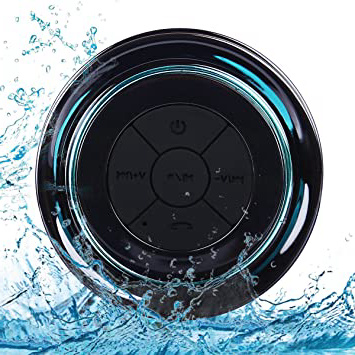 Altavoz Bluetooth Ducha Impermeable, Waterproof Bluetooth Speaker with FM Radio, Copa de succión dedicada, Mic Incorporado, Hands-Free Speakerphone para Huawei, Samsung, Nexus, HTC, iPhone y iPad
