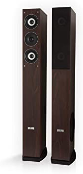 auna Line 4707 Altavoces Verticales - Altavoces de 4 vías , Equipo Hi-fi , Subwoofer de 6,5" , Potencia de 960 W , 4 - 8 Ohm , Carcasa Bassreflex , Funda Frontal extraíble , Carcasa MDF , Marrón