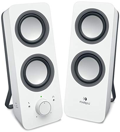 Logitech Z200 2.0 Altavoces Estéreo, 10 Vatios, Sonido Estéreo Detallado, Graves Ajustables, Conexión 2 Dispositivos, Entrada Audio 3,5 mm, Controles Sencillos, Enchufe UE, TV/PC/Móvil/Tablet, Blanco