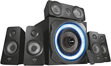 Trust Gaming GXT 658 Tytan 5.1, Sistema de Altavoces 5.1 con Iluminación LED y Sonido Envolvente, Alámbrico, Negro