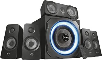 Trust Gaming GXT 658 Tytan 5.1, Sistema de Altavoces 5.1 con Iluminación LED y Sonido Envolvente, Alámbrico, Negro