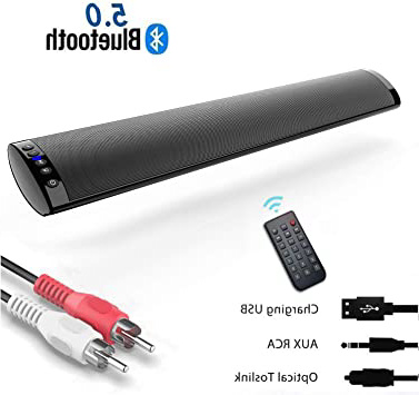 Barra de Sonido, Nueva Bluetooth 5.0, Profesional Sonido Envolvente Altavoz para TV/Home Cinema, Apoyo RCA/AUX/óptico/USB/TF Tarjeta, Compatible para TV, Moviles, Tableta,Montable en la Pared
