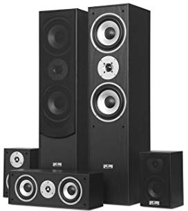 auna Juego de Altavoces de Sonido Envolvente - Cine en casa , Home Cinema , Caja reflectora de Bajos , 335 W RMS , Potencia máxima de 1150 W , Montaje en Pared , 5 Altavoces , Negro