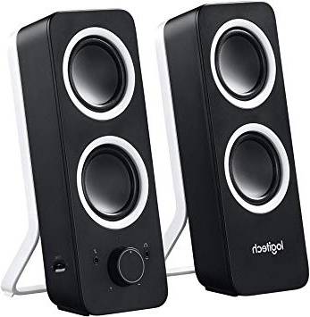 Logitech Z200 2.0 Altavoces Estéreo, 10 Vatios, Sonido Estéreo Detallado, Graves Ajustables, Conexión 2 Dispositivos, Entrada Audio 3,5 mm, Controles Sencillos, Enchufe UE, TV/PC/Móvil/Tablet , Negro