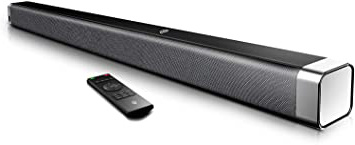 Barra de Sonido 2.0 Canales, Potencia 110dB, BOMAKER Tecnología DSP Subwoofer Incorporado + Bluetooth para TV, Soporte Óptico, 3,5 mm Audio AUX, USB, Diseñado para Cine en Casa, ODINE I, Negro-Gris