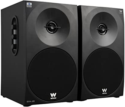 Woxter Dynamic Line DL-410 BT - Altavoces estéreo 2.0 (150 W de potencia, bluetooth, madera, woofer de 4", 2 Tweeter, 3.5 mm, RCA, bass réflex, control de volumen, agudos y graves), negro