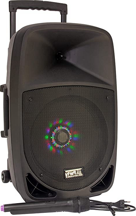 Party 12LED, Cargador con Sistema de Sonido con USB, 20 cm, 12 Pulgadas, 300 W, Bluetooth, FM y Micrófono