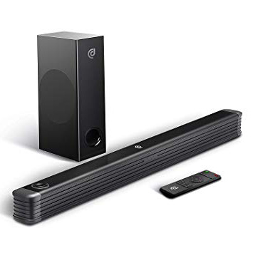 Barra de Sonido 2.1 Canales para TV, BOMAKER 150W con Subwoofer Inalámbrico y Bluetooth 4.2 con Control Remoto, Njord Ⅰ (Soporte Conexiones Óptico/RCA/Coaxiales/Bluetooth)