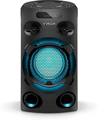 Sony MHC-V02 - Sistema de Audio de Alta Potencia (Bluetooth, Sonido de Graves de Largo Alcance Jet Bass Booster, luz Azul, Entrada de Guitarra y Karaoke) Negro