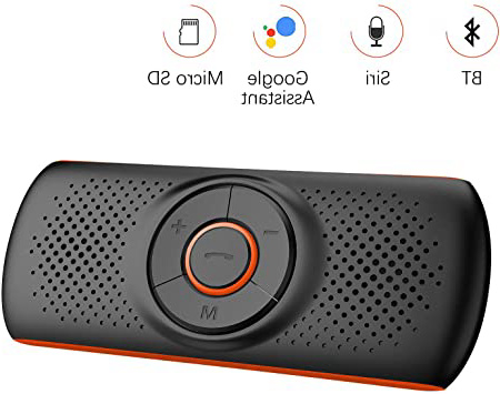 Aigoss Manos Libres para Coche Bluetooth 4.2 con Siri y Google Assistant, Kit de Coche Altavoz Inalámbrico para Visera, Conexión de 2 Teléfonos Simultáneamente