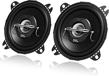 JVC CS-J420X - Altavoces coaxiales para coche (21 W RMS, 45 - 22000 Hz, 10cm (4'), 2 vías), negro