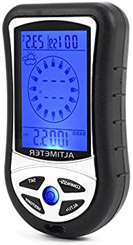 BW Dispositivo multifunción 8 en 1 con pantalla LCD (brújula digital, altímetro, barómetro y termómetro), color negro