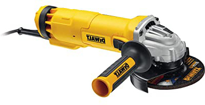 Dewalt DWE4237-QS DWE4237-QS-Mini-amoladora 125mm 1.400W 11.500 RPM Suave + Bloqueo y re-Arranque, 1400 W, 240 V, Negro Y Amarillo