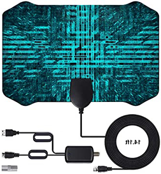 Antena Interior TV, Antena de TV de Rango Amplificado de 120 Millas con Amplificador Portatil Hijita HD TV Antena