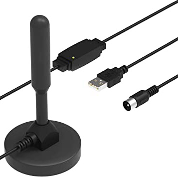 TV Antena Interior Exterior con Digital Amplificador, Antena HD para Sintonizador de TV USB Televisión DVB-T Radio Dab Antena de Montaje magnético SD 4K con Cable coaxial Refuerzo de señal 5M