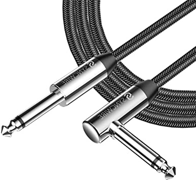 Syncwire Profesional Cable para Guitarra 3m/10ft, Cable de Jack 6.35mm (1/4") Mono Trenzado de Nailon para Instrumentos/Guitarra eléctrica/bajo/Amplificador/Teclados - Derecho a Conectores de Forma L