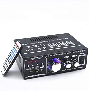 Docooler 12 V/220 V Mini Pantalla LCD de 2 CH HiFi Audio Estéreo Amplificador de Potencia BT FM Radio Portátil Auto Home 600 W, Mando a Distancia Audio Amplificador